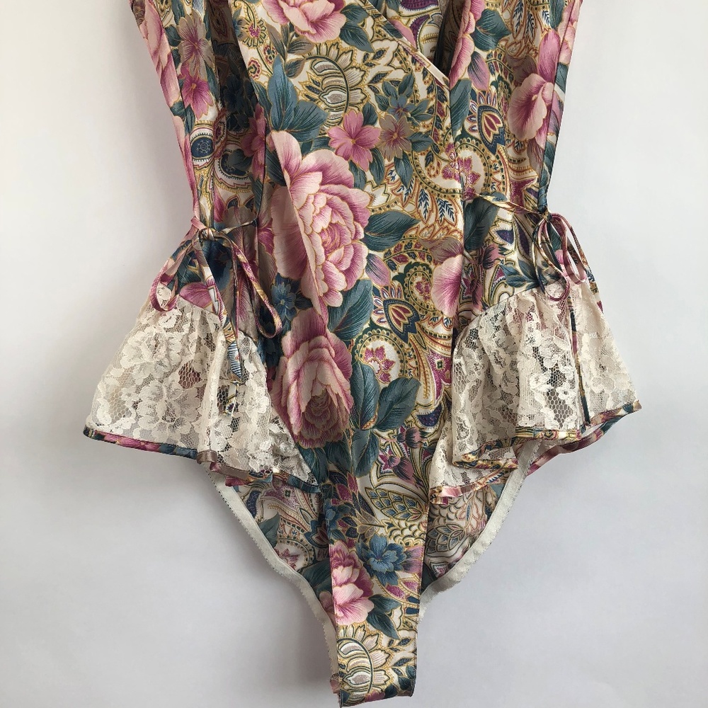 Vintage Floral Lace Bodysuit Teddy Lingerie Medium - Picture 3 of 8